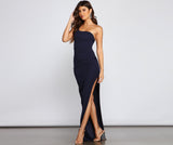 Kinsley One-Shoulder High-Slit Dress