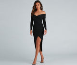 Kristy Off-The-Shoulder Formal Midi Dress