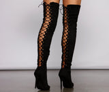 Lace Back Stiletto Boots