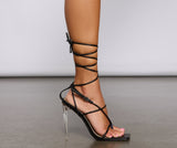 Lace-Up Glam Faux Leather Stiletto Heels