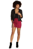 Laced In Faux Suede Mini Skirt