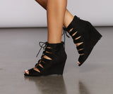 Laced In Style Wedge Heels