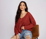 Lattice Back Oversized Pullover Sweater