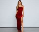 Lola High Slit Velvet Dress