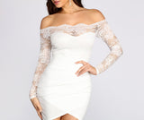 Lovely Look Lace Off Shoulder Mini Dress