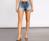 Lulu High Rise Distressed Cut Off Jean Shorts