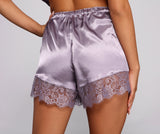 Luxe Satin Lace Trim Pajama Tank And Short Set