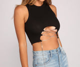 Luxe Vibes Rhinestone Lace-Up Top