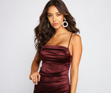 Margaret Formal Satin Wrap Midi Dress