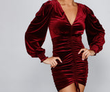 Mariah Ruched Velvet Bodycon Mini Dress