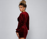 Mariah Ruched Velvet Bodycon Mini Dress