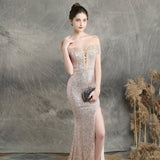 Marzia Formal Sequined Slit Dress