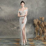 Marzia Formal Sequined Slit Dress