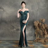 Marzia Formal Sequined Slit Dress