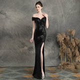 Marzia Formal Sequined Slit Dress