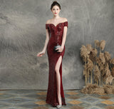 Marzia Formal Sequined Slit Dress