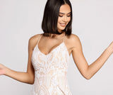 Nicole Formal Sequin Scroll Party Dress