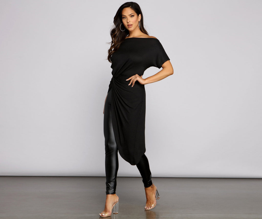 Bubblegum Off-Shoulder Asymmetrical Top main image 1