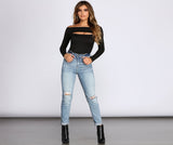 Off The Shoulder Keyhole Cut out Top