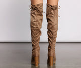 Over The Knee Stacked Block Heeled Boots