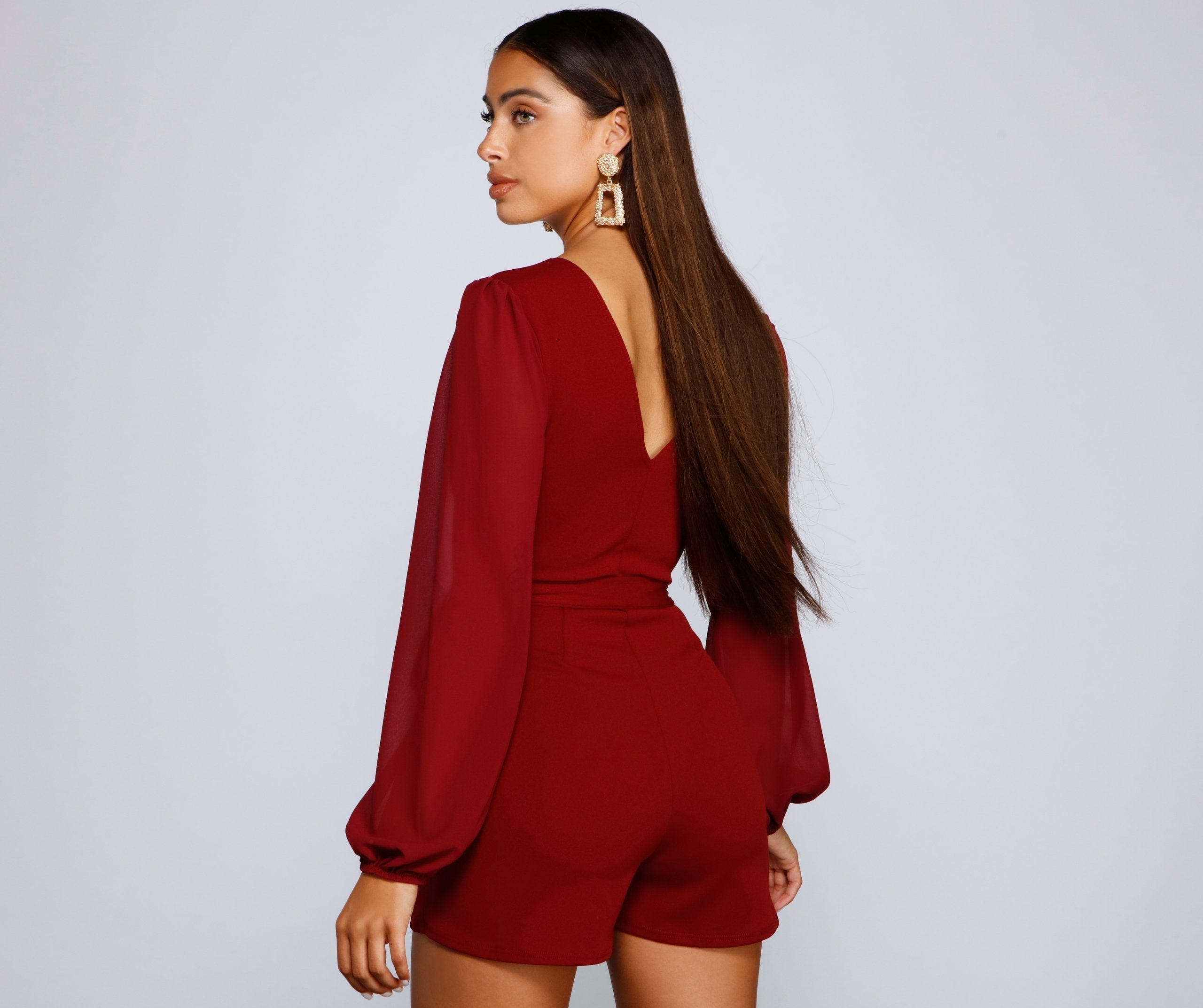 Perfectly Poised Plunging Chiffon Romper