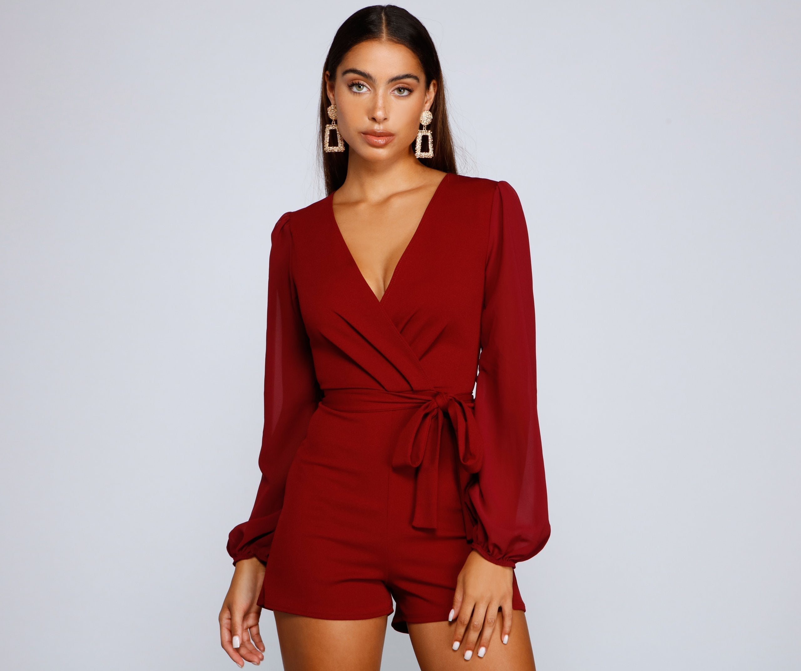 Perfectly Poised Plunging Chiffon Romper