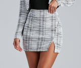 Perfectly Posh Tweed Plaid Skirt