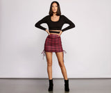 Plaid Perfection Ruched Mini Skirt