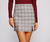 Preppy In Plaid Double Slit Mini Skirt