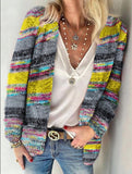 Printed Multicolor Striped Commuter Slim Cardigan
