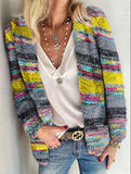 Printed Multicolor Striped Commuter Slim Cardigan