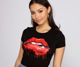 Pucker Up Painted Lips Graphic Tee