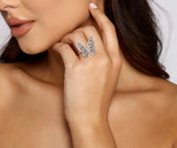 Rhinestone Butterfly Statement Ring