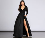 Rhonda High Slit Taffeta Dress