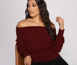 Ribbed Knit Off The Shoulder Tunic
