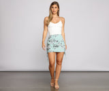 Romantic Beauty Floral Ruched Mini Skirt