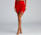 Ruched & Ready Slinky Knit Mini Skirt