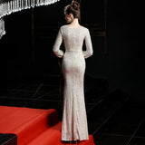 Sarah Elegant Long Sleeve Sequin Formal Dress