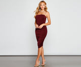 She's A Showstopper Ruched Midi Dress
