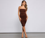 She's A Showstopper Ruched Midi Dress