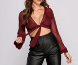 She's A Stunner Mesh Tie Front Top