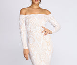 Sierra Sequin Off The Shoulder Formal Dress