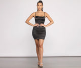 Sleek Fashionista Satin Ruched Mini Dress