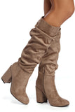 Smooth And Slouched Faux Suede Boots