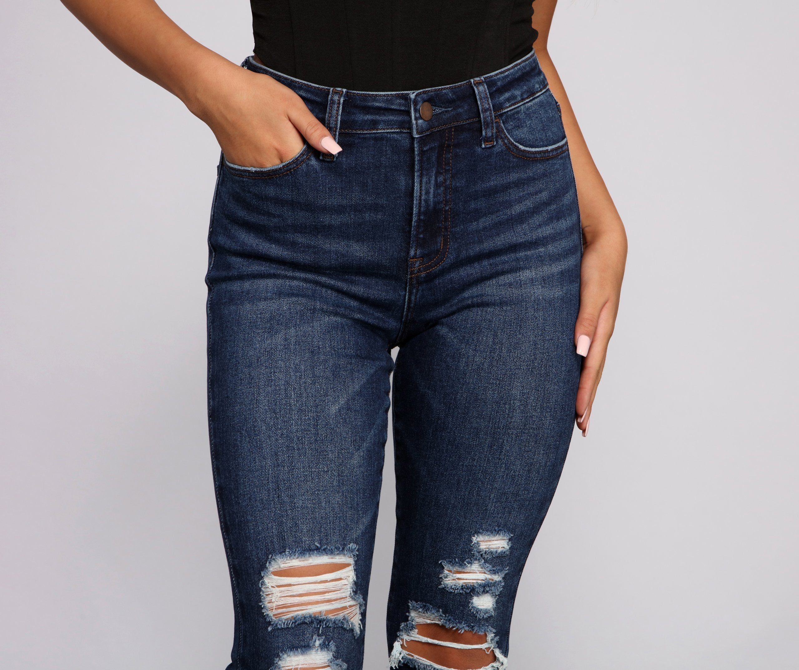 So Extra High Rise Destructed Skinny Jeans