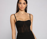 So Glam Swiss Dot Corset Crop Top