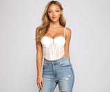 So Glam Swiss Dot Corset Crop Top