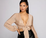 So Loved Pleated Tie Front Top