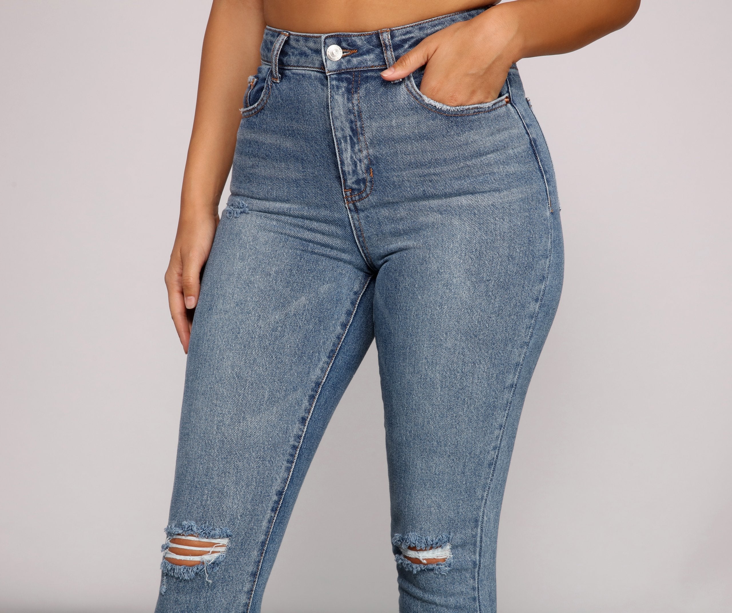 So Major High-Rise Destructed Skinny Jeans