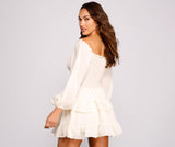 So Sweet Ruffled Cutout Skater Dress